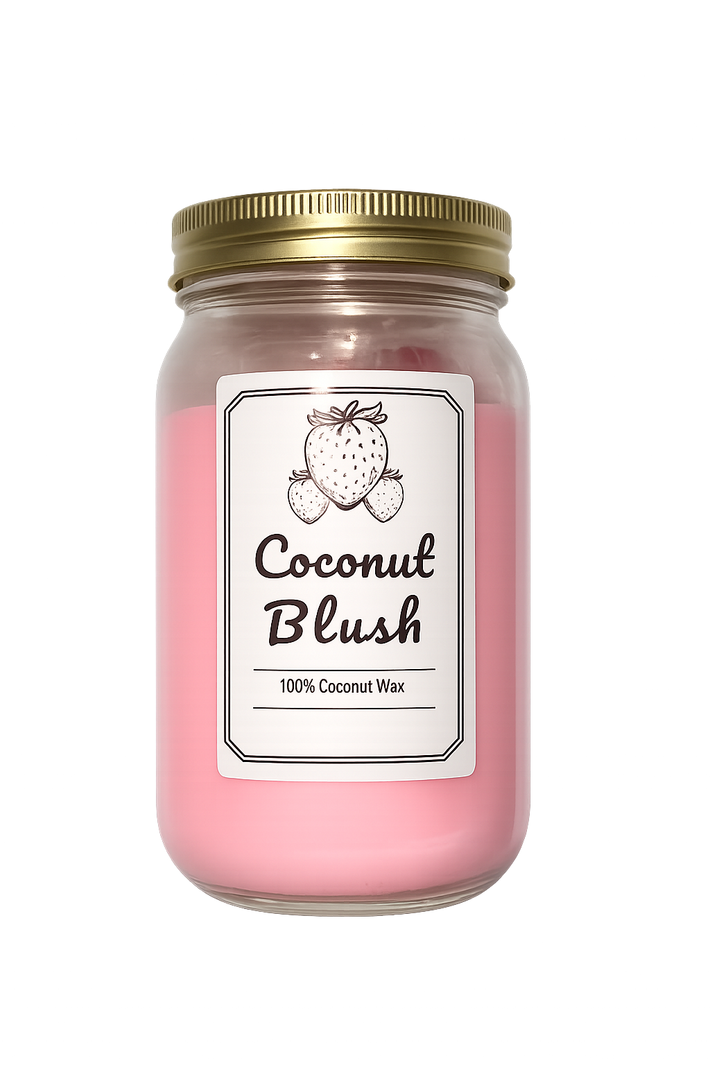 Coconut Blush coconut wax candle in a gold-lid mason jar