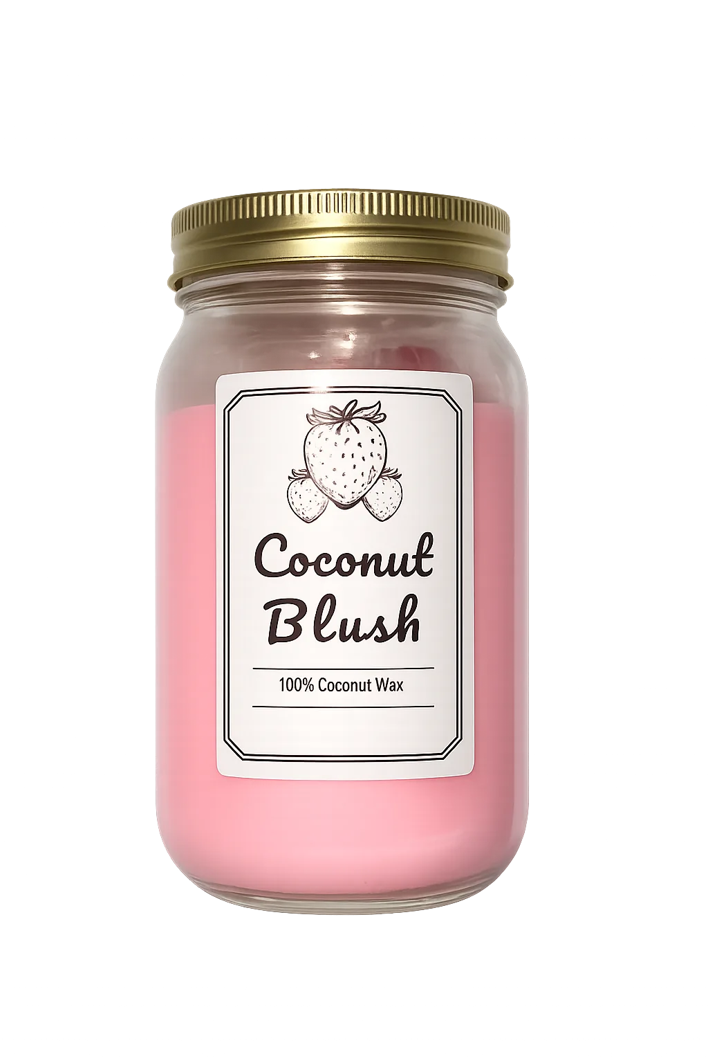 Coconut Blush coconut wax candle in a gold-lid mason jar