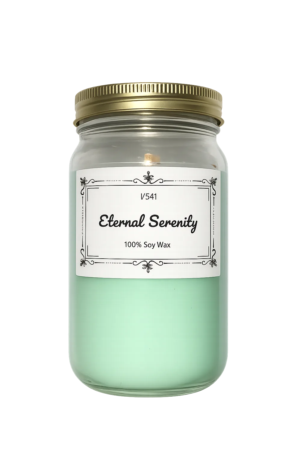 Eternal Serenity soy wax candle in a gold-lid mason jar
